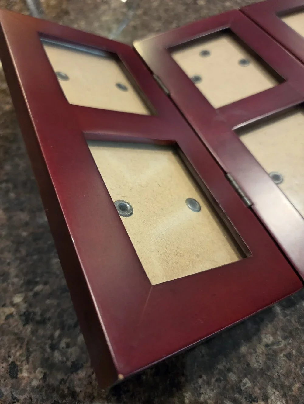 Folding Multi-Panel Photo Frame in Deep Cherry Red by Fetco - Holds 6 Photos